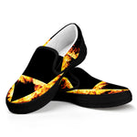 Flaming Star of David Print Black Slip On Shoes