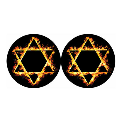 Flaming Star of David Print Car Coasters