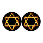Flaming Star of David Print Car Coasters