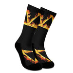 Flaming Star of David Print Crew Socks