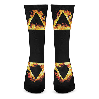 Flaming Star of David Print Crew Socks