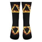 Flaming Star of David Print Crew Socks
