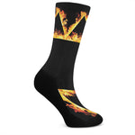 Flaming Star of David Print Crew Socks