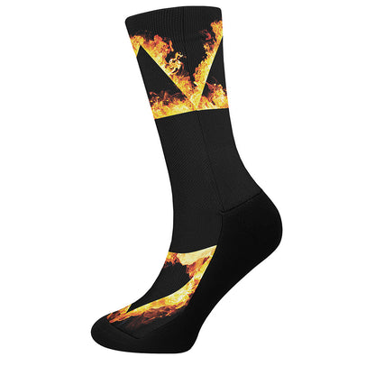 Flaming Star of David Print Crew Socks