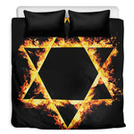 Flaming Star of David Print Duvet Cover Bedding Set