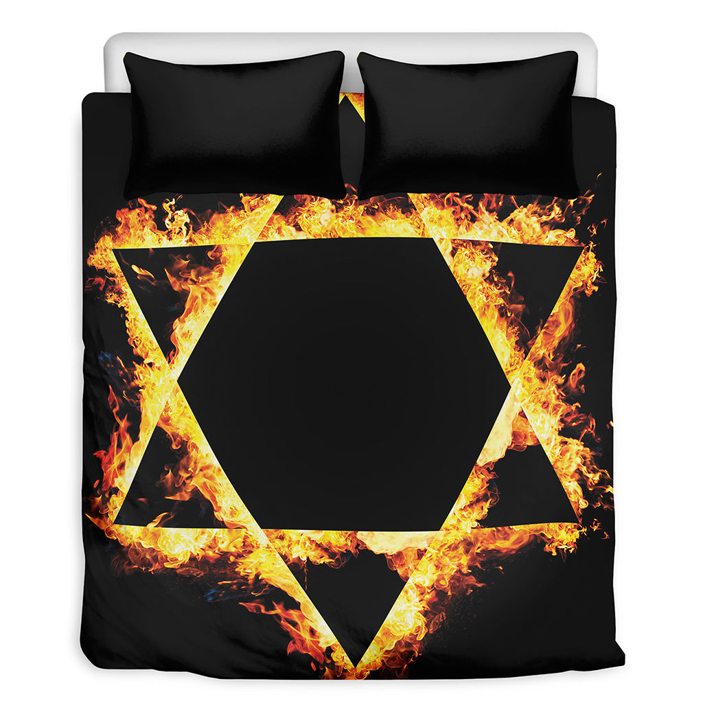 Flaming Star of David Print Duvet Cover Bedding Set