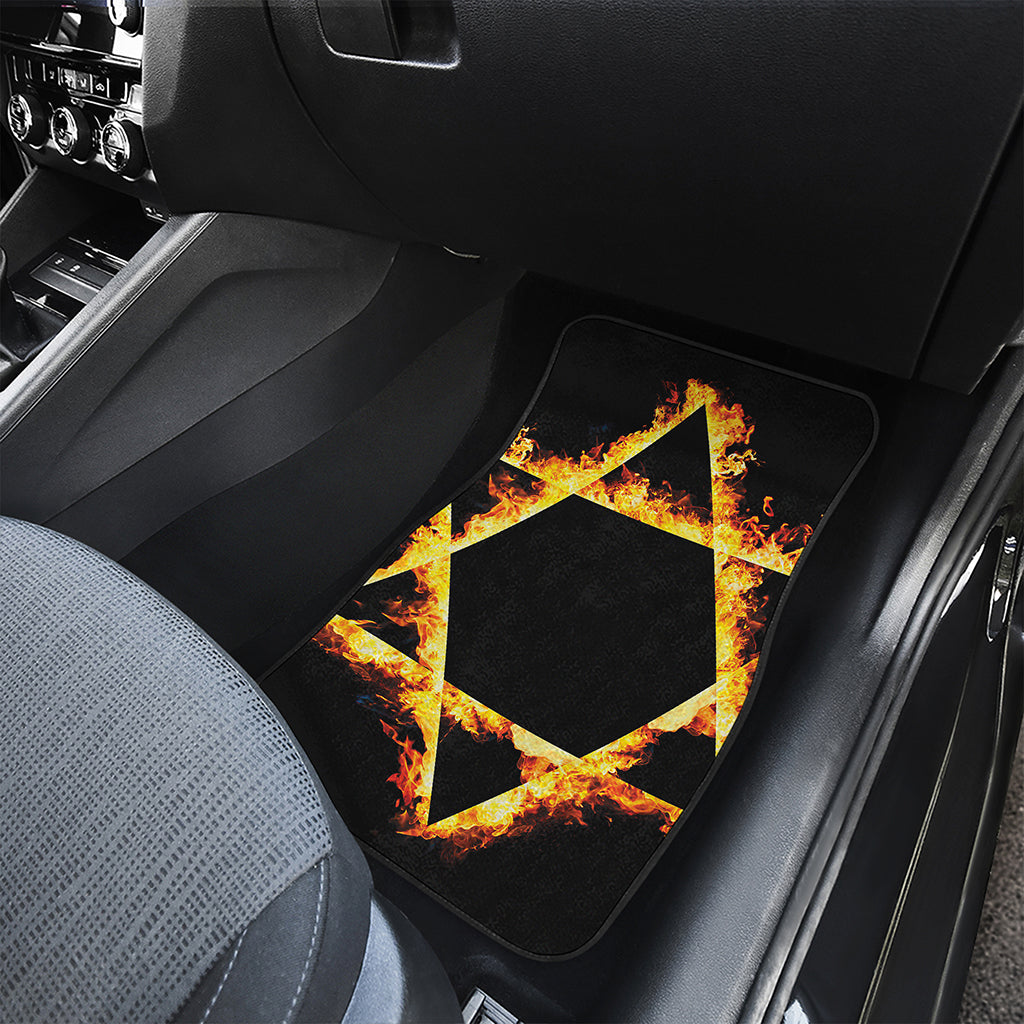 Flaming Star of David Print Front Car Floor Mats