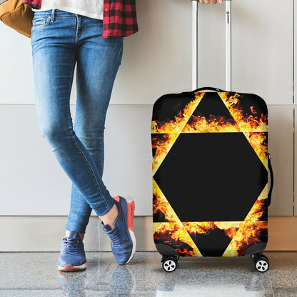 Flaming Star of David Print Luggage Cover