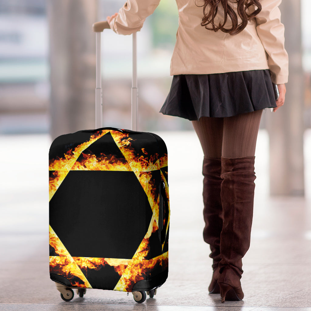 Flaming Star of David Print Luggage Cover