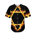 Flaming Star of David Print Men's Baseball Jersey