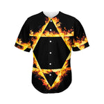 Flaming Star of David Print Men's Baseball Jersey