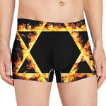 Flaming Star of David Print Men's Boxer Briefs