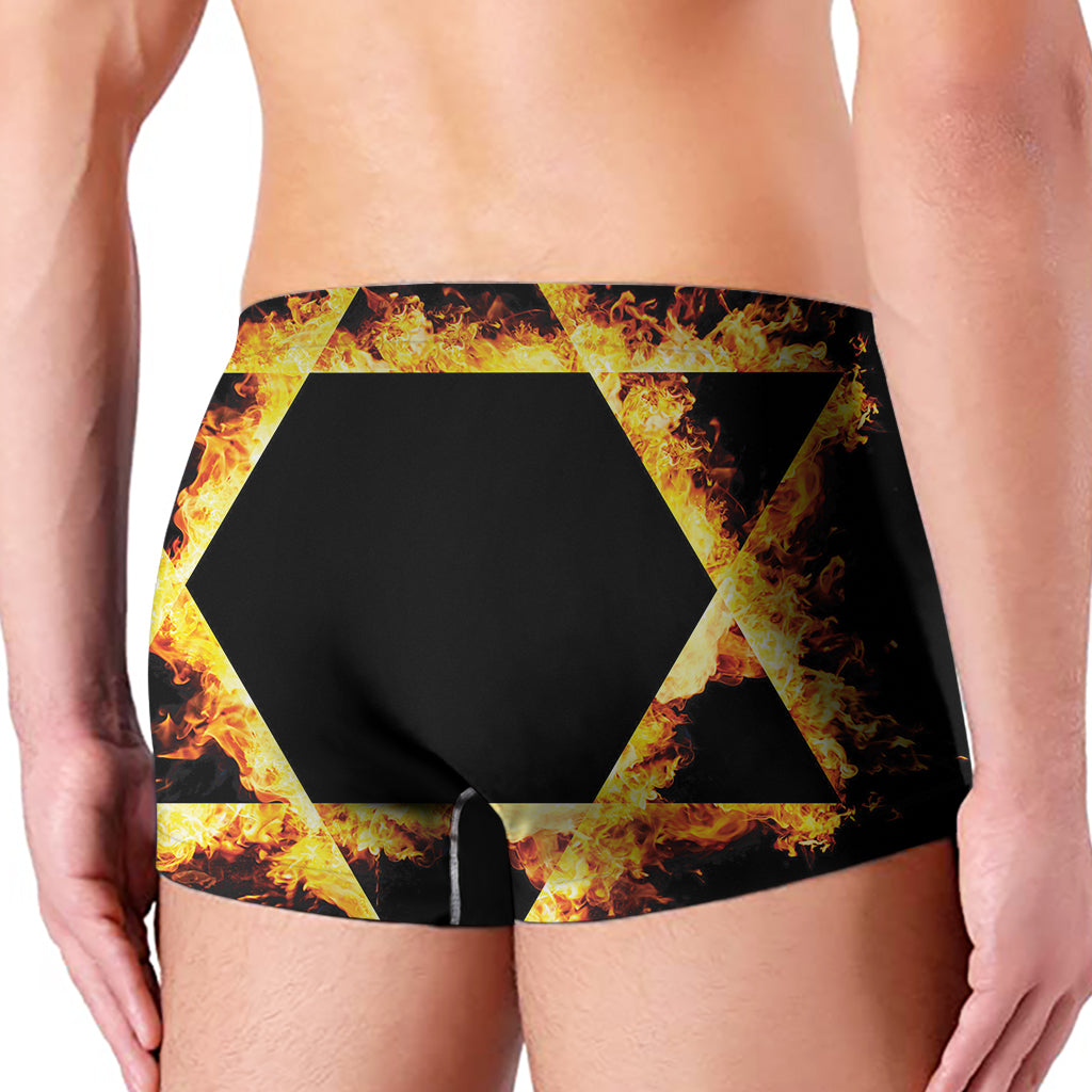 Flaming Star of David Print Men's Boxer Briefs
