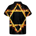 Flaming Star of David Print Men's Short Sleeve Shirt