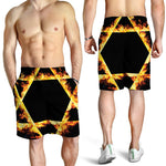 Flaming Star of David Print Men's Shorts