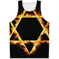 Flaming Star of David Print Men's Tank Top