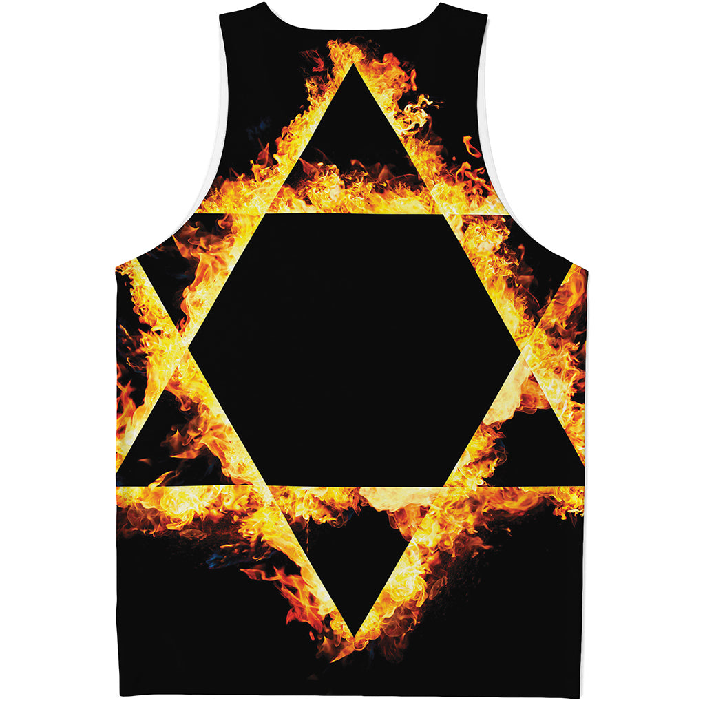 Flaming Star of David Print Men's Tank Top