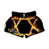 Flaming Star of David Print Muay Thai Boxing Shorts