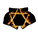 Flaming Star of David Print Muay Thai Boxing Shorts