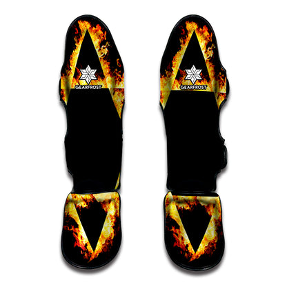 Flaming Star of David Print Muay Thai Shin Guard
