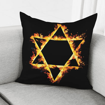 Flaming Star of David Print Pillow Cover