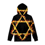 Flaming Star of David Print Pullover Hoodie