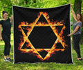 Flaming Star of David Print Quilt