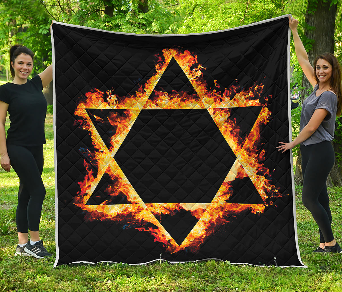 Flaming Star of David Print Quilt