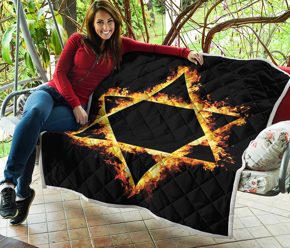Flaming Star of David Print Quilt