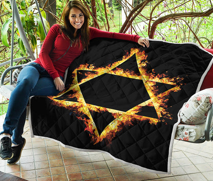 Flaming Star of David Print Quilt