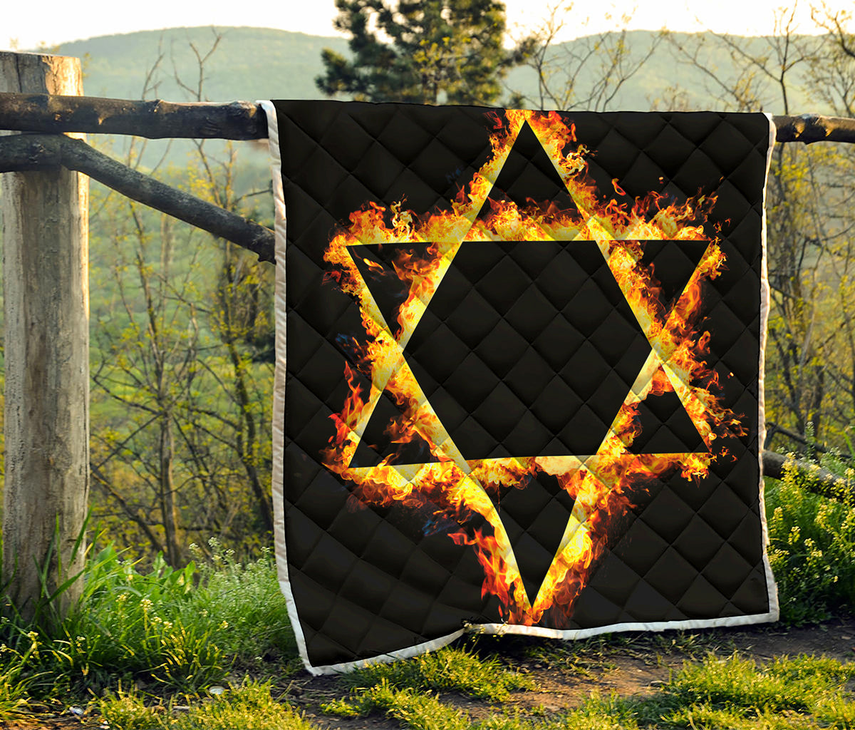 Flaming Star of David Print Quilt
