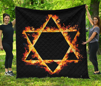Flaming Star of David Print Quilt