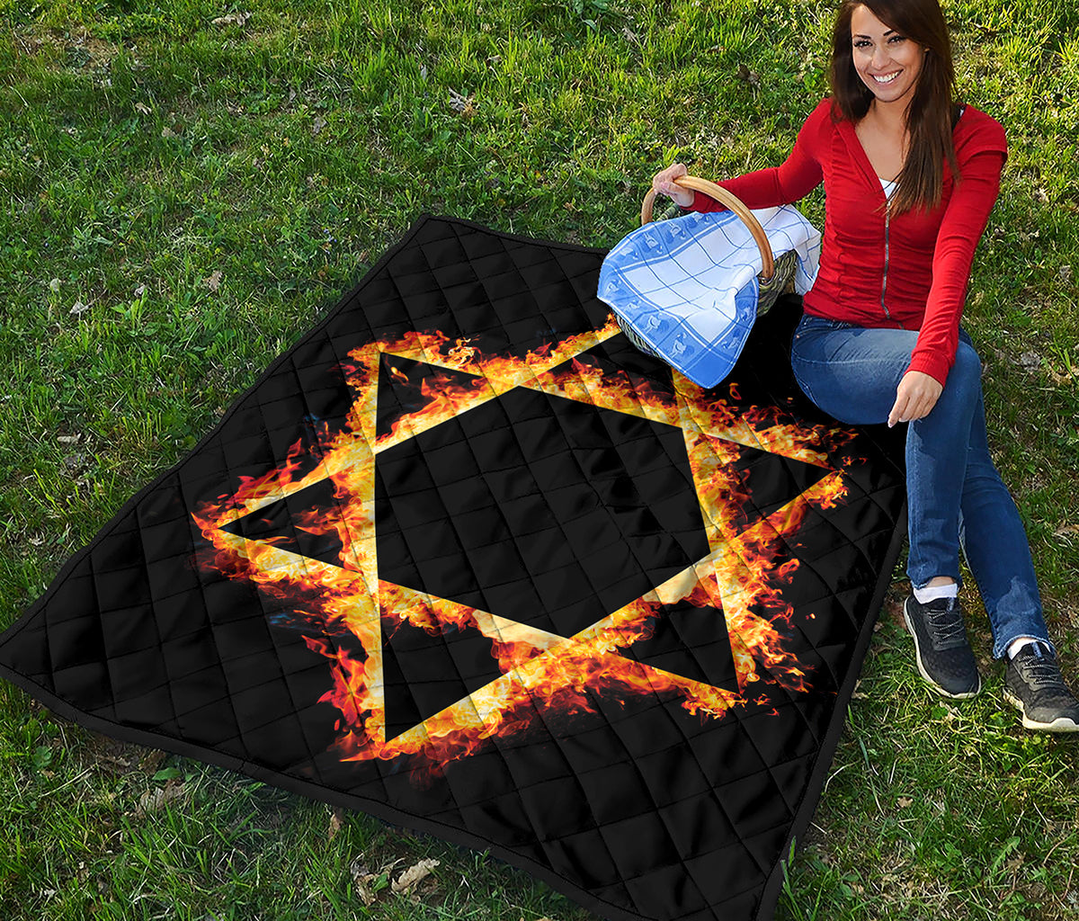 Flaming Star of David Print Quilt