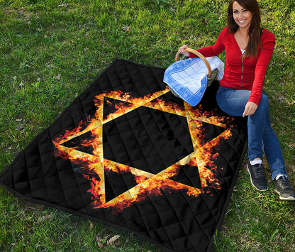 Flaming Star of David Print Quilt