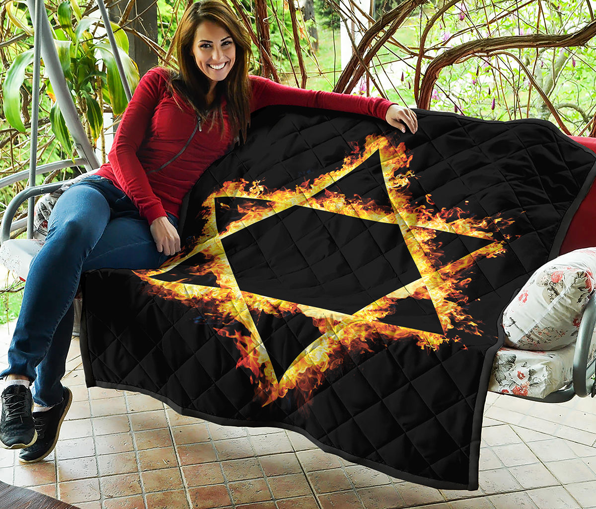 Flaming Star of David Print Quilt
