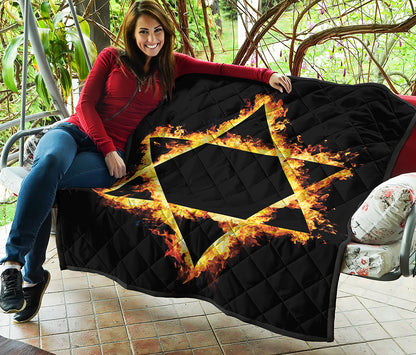 Flaming Star of David Print Quilt