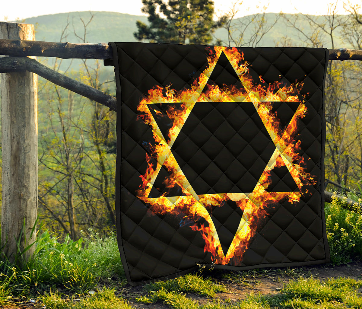 Flaming Star of David Print Quilt
