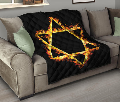 Flaming Star of David Print Quilt