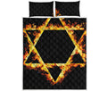Flaming Star of David Print Quilt Bed Set