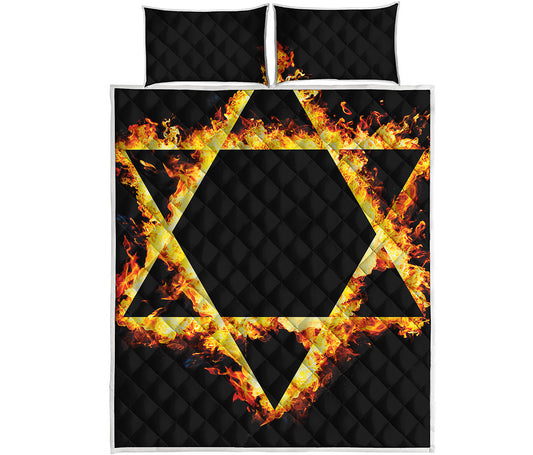 Flaming Star of David Print Quilt Bed Set