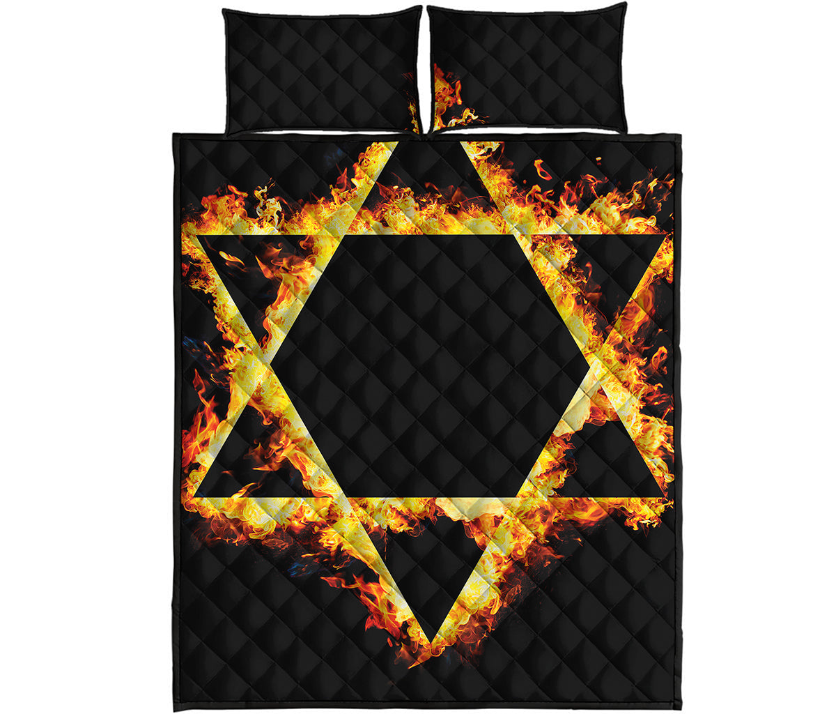 Flaming Star of David Print Quilt Bed Set
