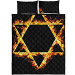 Flaming Star of David Print Quilt Bed Set