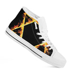 Flaming Star of David Print White High Top Shoes