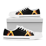 Flaming Star of David Print White Low Top Shoes
