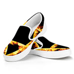 Flaming Star of David Print White Slip On Shoes