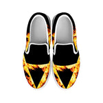 Flaming Star of David Print White Slip On Shoes