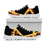 Flaming Star of David Print White Sneakers
