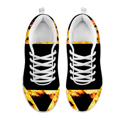 Flaming Star of David Print White Sneakers