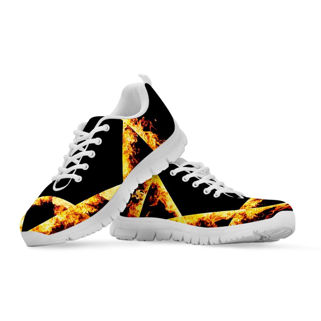 Flaming Star of David Print White Sneakers