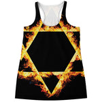 Flaming Star of David Print Women's Racerback Tank Top
